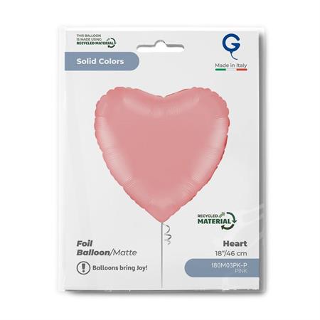 HEART 18INC PASTEL PINK