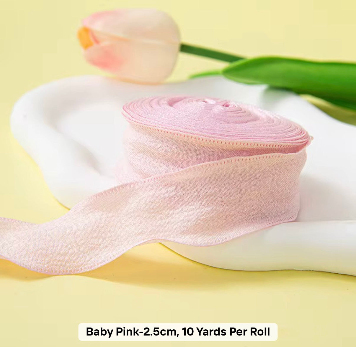 BABY PINK - Dekoratīvā viļņotā auduma lentīte 25mm x 9m